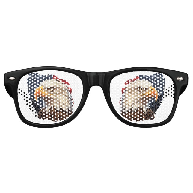 Gafas De Fiesta Retro Bandera americana águila calva (Anverso)