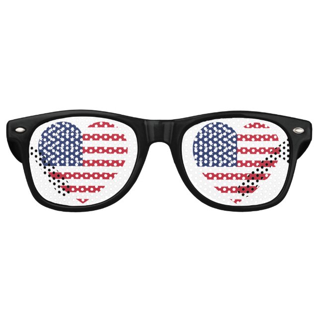 Gafas De Fiesta Retro Bandera Americana Corazón Patriótico Estados Unido (Anverso)