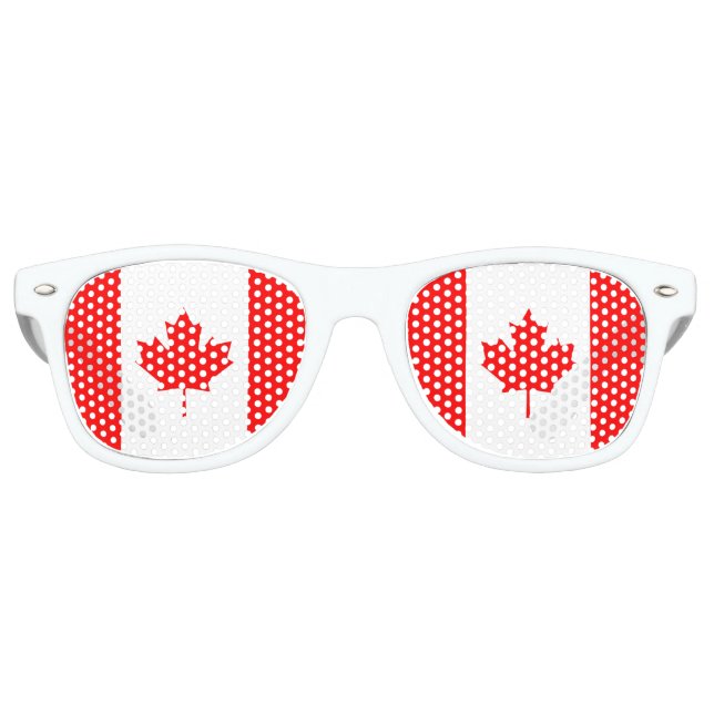Gafas De Fiesta Retro Bandera canadiense de hojas de arce rojas de Canad (Anverso)