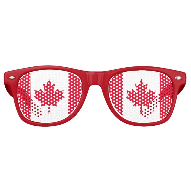 Gafas De Fiesta Retro Bandera canadiense Maple Leaf Red White Canadá (Anverso)