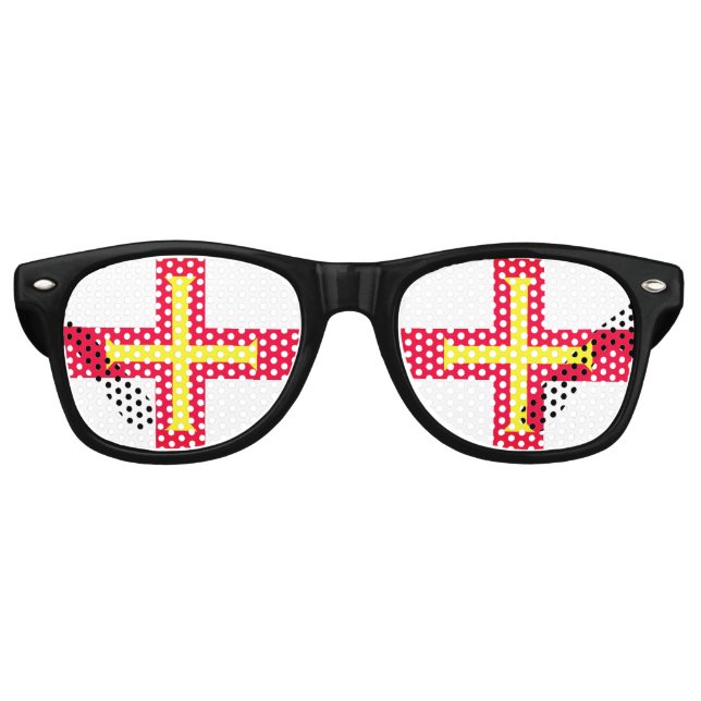 Gafas De Fiesta Retro Bandera de Bailiwick de Guernsey (Reino Unido) (Anverso)