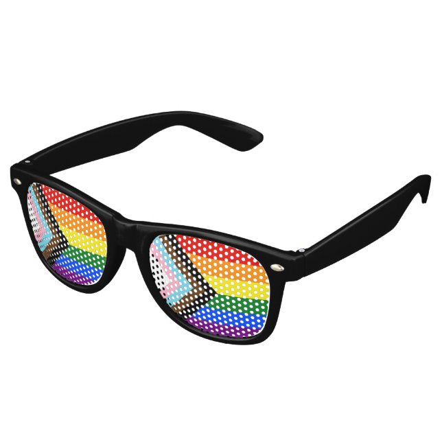 Gafas De Fiesta Retro Bandera de orgullo Progreso de SlipperyJoe seis fr (Ángulo)