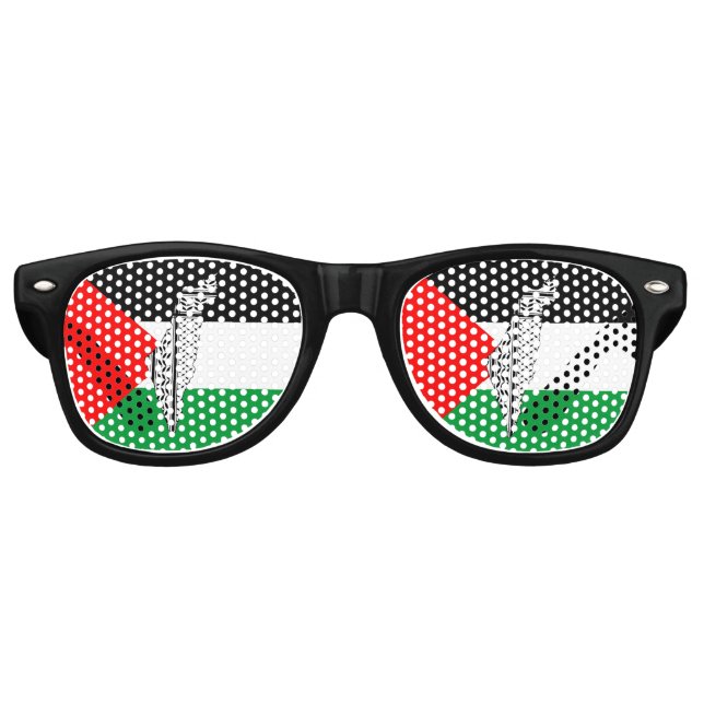 Gafas De Fiesta Retro Bandera de Palestina y mapa con el modelo de Keffi (Anverso)