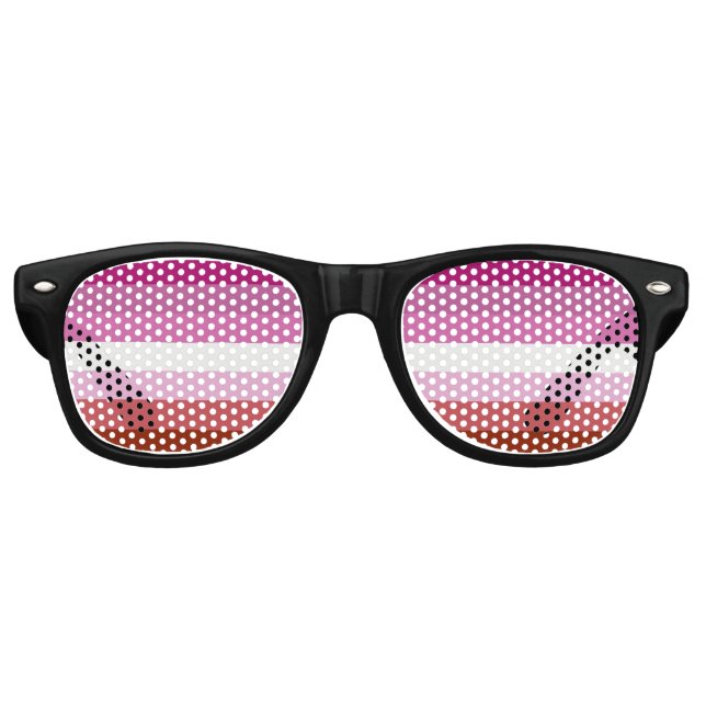 Gafas De Fiesta Retro Bandera del Orgullo Lésbico con lápiz labial (Anverso)