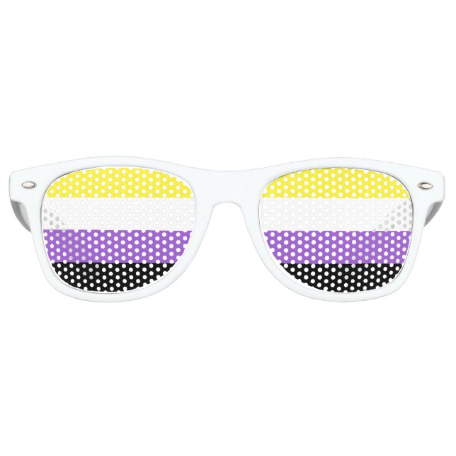 Gafas De Fiesta Retro Bandera del Orgullo no binario (Anverso)