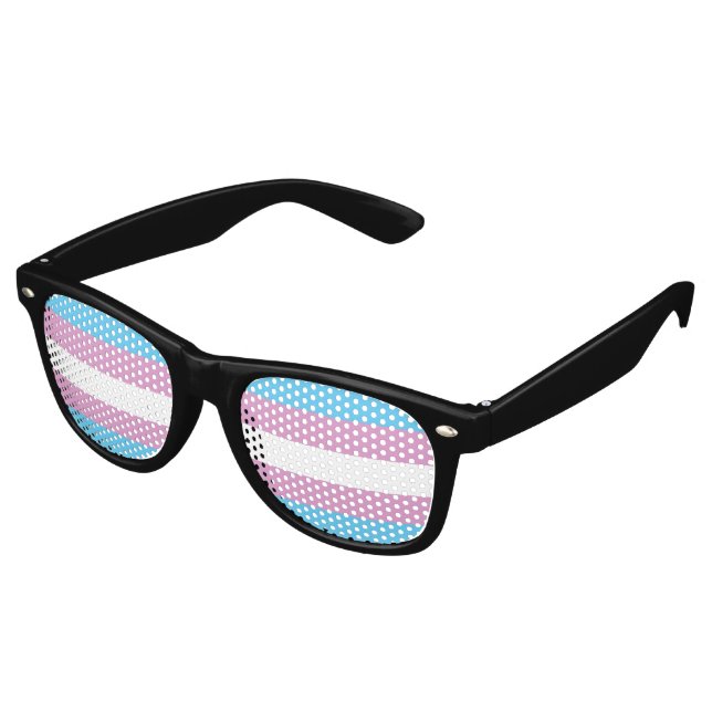 Gafas De Fiesta Retro Bandera del Orgullo Trans (Ángulo)