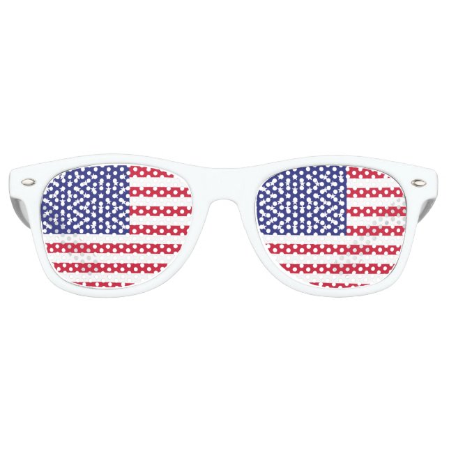 Gafas De Fiesta Retro Bandera estadounidense azul blanco rojo Patriótico (Anverso)