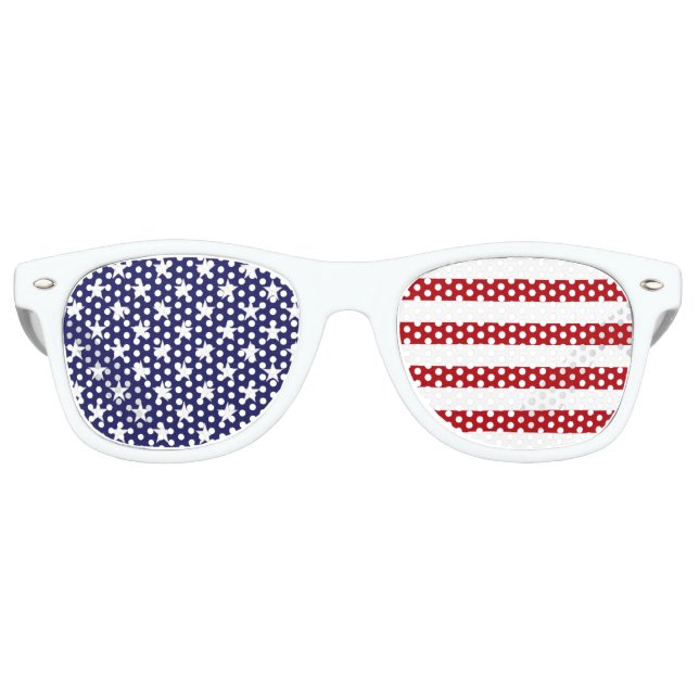 Gafas De Fiesta Retro Bandera estadounidense de Estados Unidos - Estrell (Anverso)