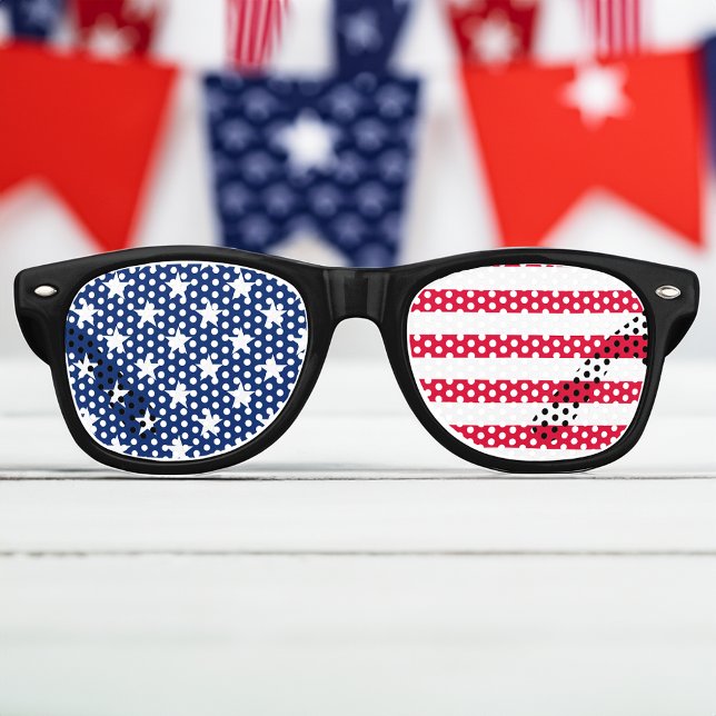 Gafas De Fiesta Retro Bandera estadounidense Estrellas patrióticas y Str (patriotic usa american flag sunglasses)