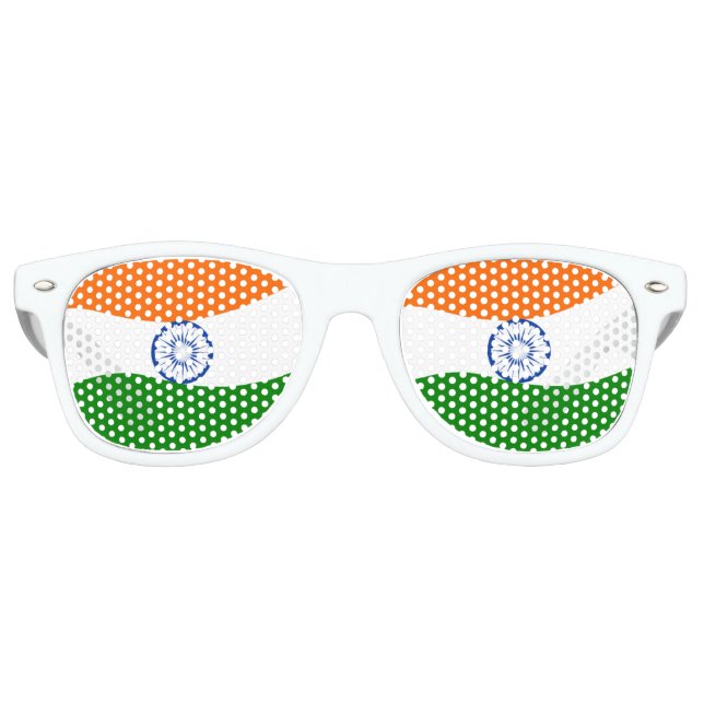 Gafas De Fiesta Retro Bandera india ondulante (Anverso)