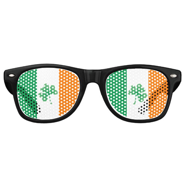 Gafas De Fiesta Retro Bandera irlandesa con piedras preciosas (Anverso)