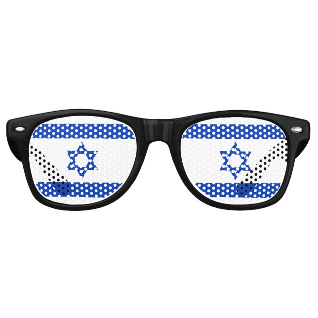 Gafas De Fiesta Retro Bandera israelí azul y blanca moderna (Anverso)
