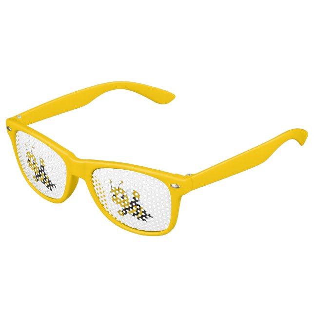 Gafas De Fiesta Retro Bee personalizado (Ángulo)