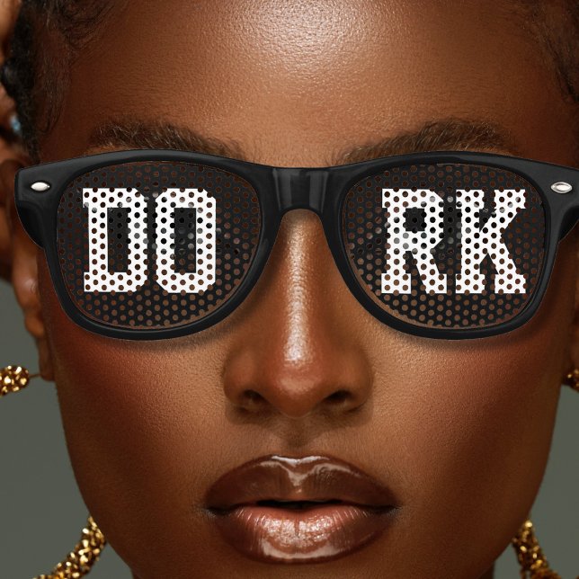 Gafas De Fiesta Retro Black Dork Geek Loner (black retro sunglasses with bold letter text DORK)
