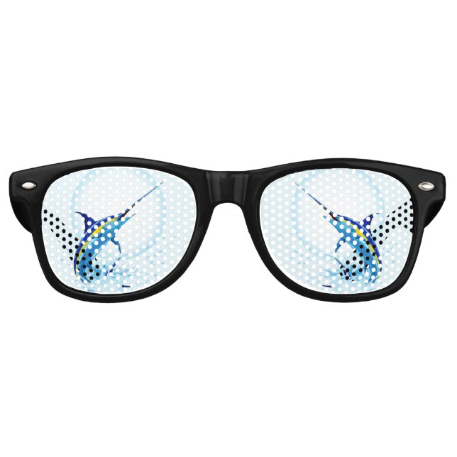 Gafas De Fiesta Retro Blue Marlin Jumping out of Ocean (Anverso)