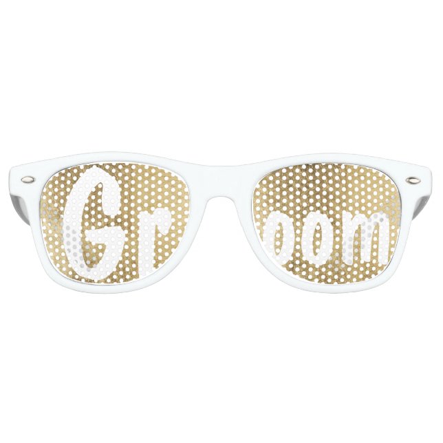Gafas De Fiesta Retro Boda Groom de la hoja de oro de lujo (Anverso)