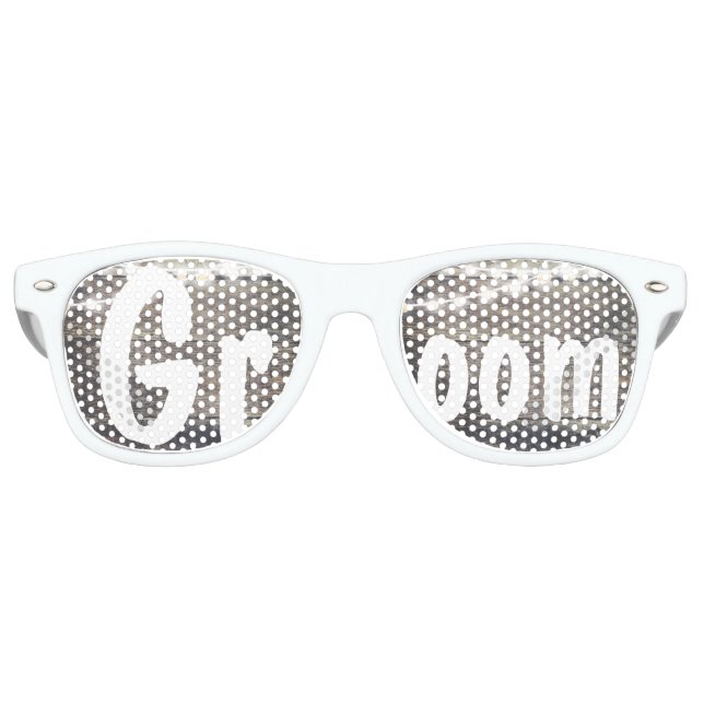 Gafas De Fiesta Retro Boda Groom de luces de cuerda y madera rústica (Anverso)