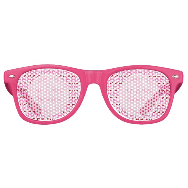 Gafas De Fiesta Retro Boda Primavera Rosa Flor de cerezo y cerezas (Anverso)