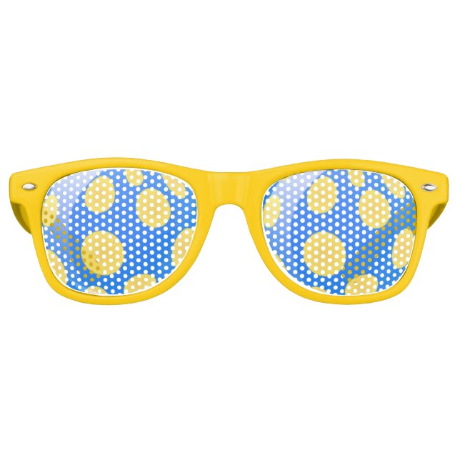 Gafas De Fiesta Retro Bolas Amarillas De Fondo Azul (Anverso)