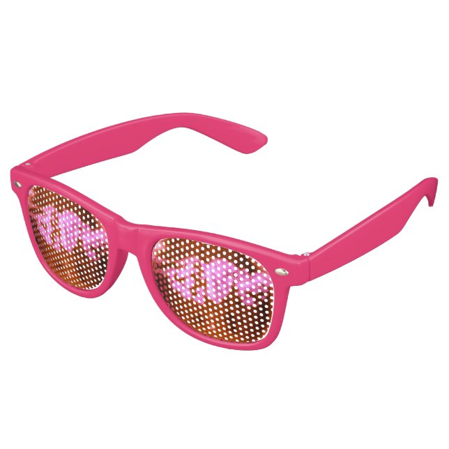 GAFAS DE FIESTA RETRO BONITO RUSTY PINK NARANJA CORAZÓN SUNGLASSES (Ángulo)