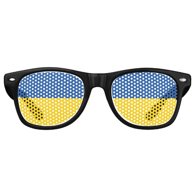 Gafas De Fiesta Retro Botón Bandera de Ucrania (Anverso)
