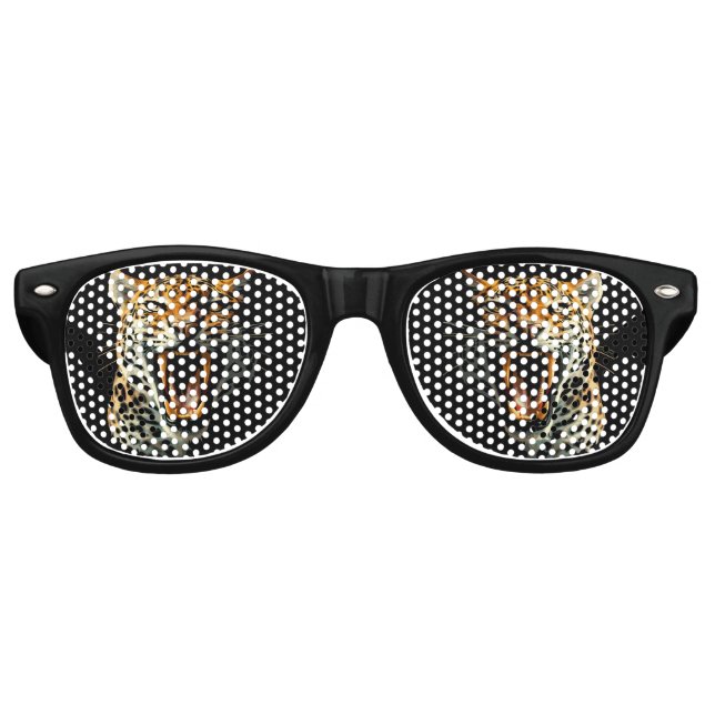 Gafas De Fiesta Retro Cabeza de ataque ruidosa de leopardo (Anverso)