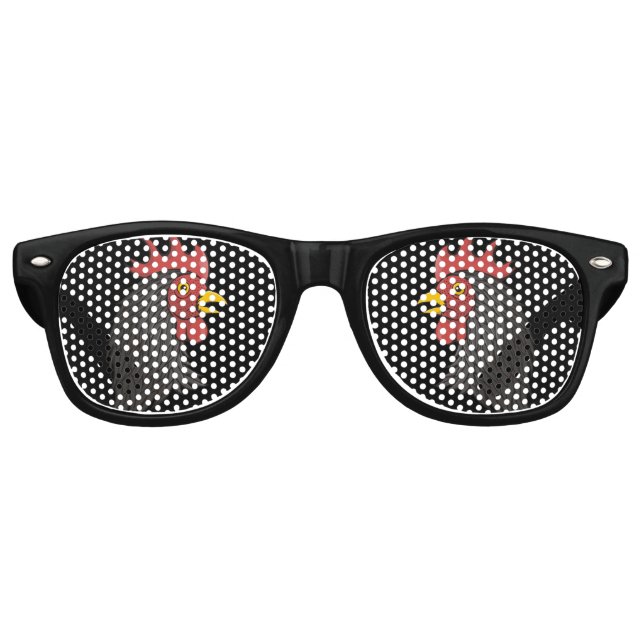 Gafas De Fiesta Retro Cabeza de Rooster Negro (Anverso)