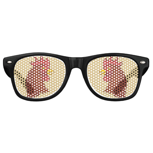 Gafas De Fiesta Retro Cabeza de Rooster Rojo (Anverso)