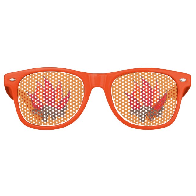 Gafas De Fiesta Retro Campamento de bomberos Naranja llama a la naturale (Anverso)