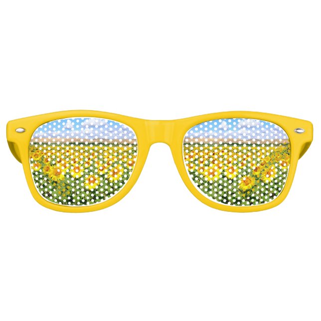 Gafas De Fiesta Retro Campo de girasol (Anverso)