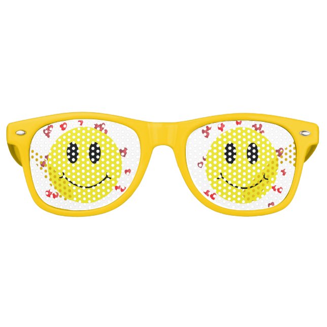 Gafas De Fiesta Retro Cara con corazones rojos (Anverso)