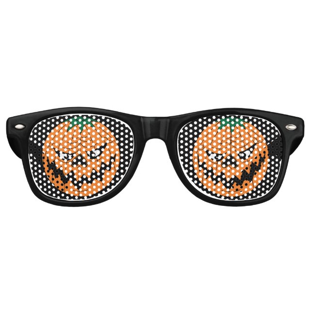 Gafas De Fiesta Retro Cara de calabaza malvada de Halloween (Anverso)