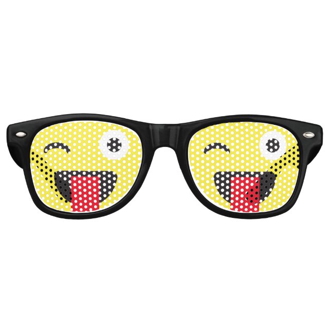 Gafas De Fiesta Retro Cara Wink con Emoji de lengua (Anverso)
