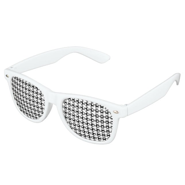 Gafas De Fiesta Retro Cheques modernos de búfalo blanco negro (Ángulo)
