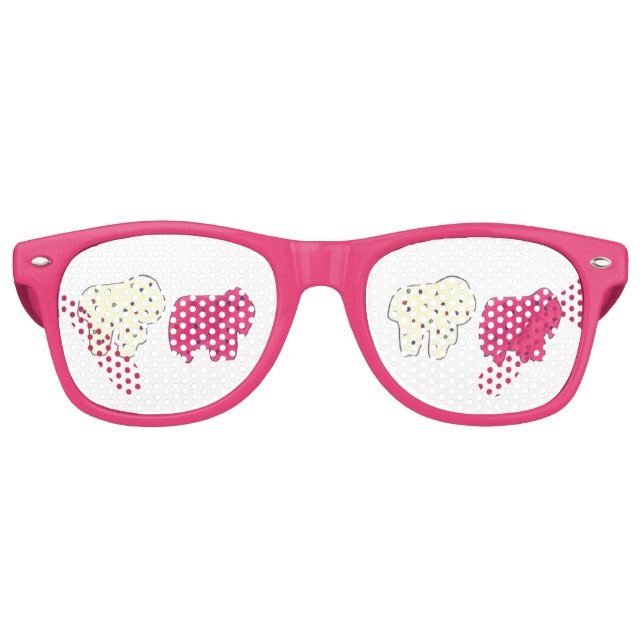 Gafas De Fiesta Retro Círculo blanco rosado zoológico zoológico, galleta (Anverso)