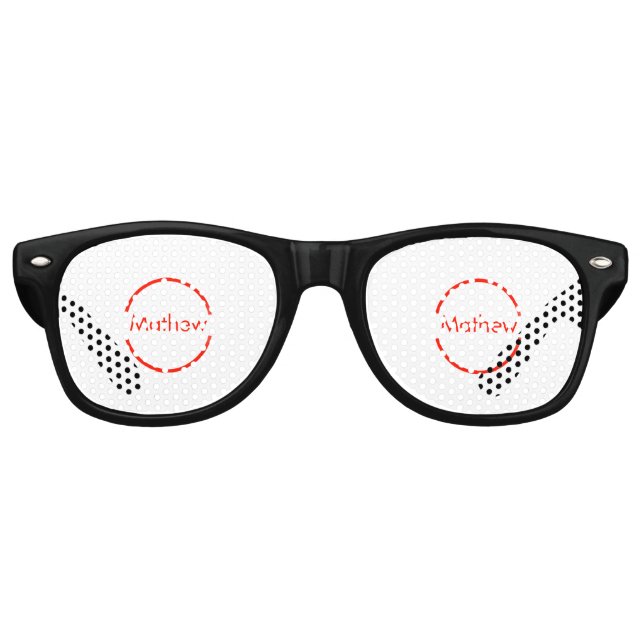 Gafas De Fiesta Retro círculo rojo simple agregar el texto de la letra d (Anverso)