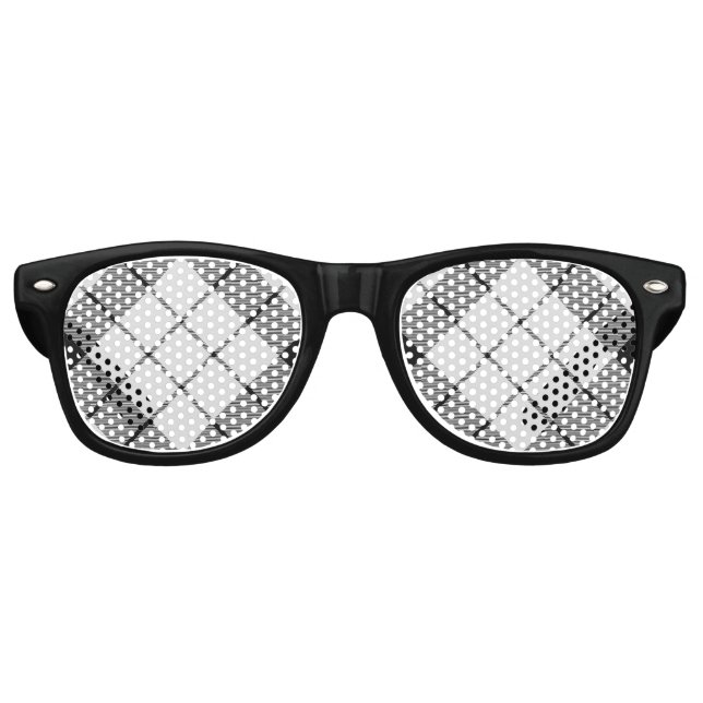 Gafas De Fiesta Retro Clan MacFarlane Tartán blanco y negro (Anverso)