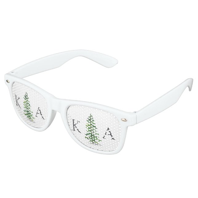 Gafas De Fiesta Retro Colección de Bodas del bosque de pinos acuarela (Ángulo)