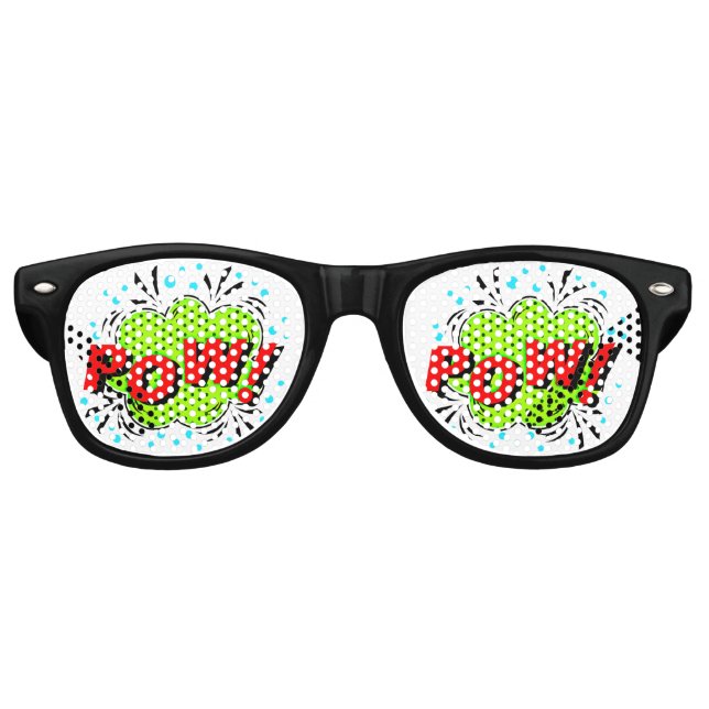 Gafas De Fiesta Retro Comic Pop Art Green Red POW Novedad Chiste diverti