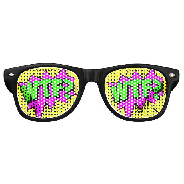 Gafas De Fiesta Retro Comic Pop Art Purple Green WTF Novedad Funny Chist (Anverso)