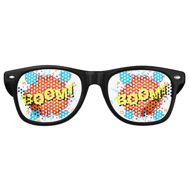 Gafas De Fiesta Retro Comic Pop Art Red Yellow BOOM Novedad Funny Chiste (Anverso)
