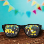 Gafas De Fiesta Retro Construction Birthday Party Fun Boy<br><div class="desc">Celebrate your little one's special day with these custom boy sunglasses with an adorable construction theme. The sunglasses have a dump truck and excavator working at a road construction site. There are also orange traffic cones and yellow and black stripes. These kid sunglasses make a great personalized addition to your...</div>