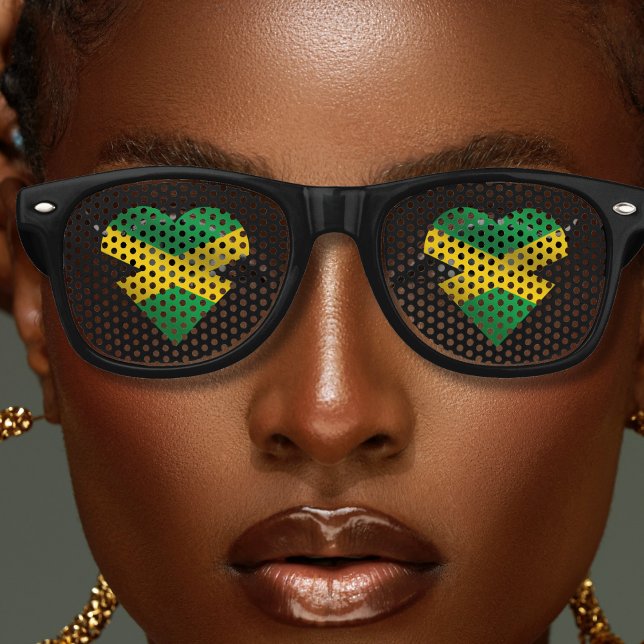 Gafas De Fiesta Retro Corazón de bandera jamaiquina (jamaica jamaican flag heart retro sunglasses)