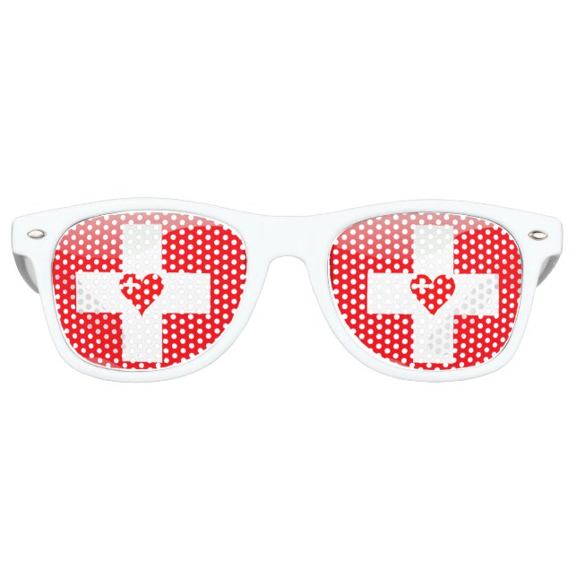 Gafas De Fiesta Retro Corazón suizo (Anverso)