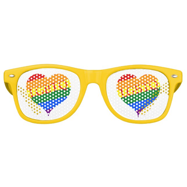 Gafas De Fiesta Retro Corazones Arcoiris Lgbtq (Anverso)