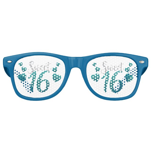 Gafas De Fiesta Retro Corazones azules dulces 16 (Anverso)