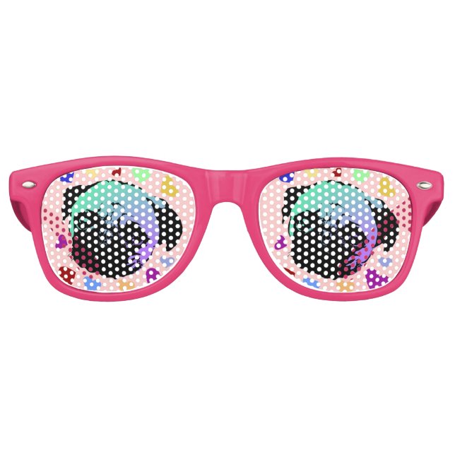 Gafas De Fiesta Retro Corazones de amor de perro con pipa (Anverso)
