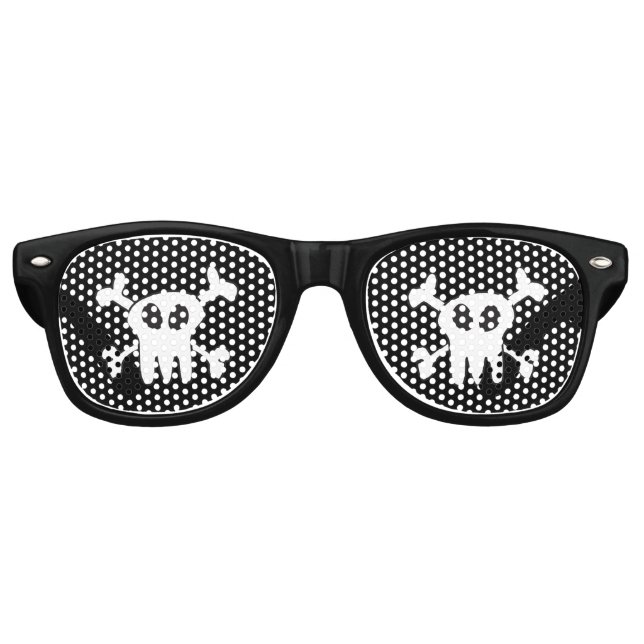 Gafas De Fiesta Retro Cráneo blanco y negro (Anverso)