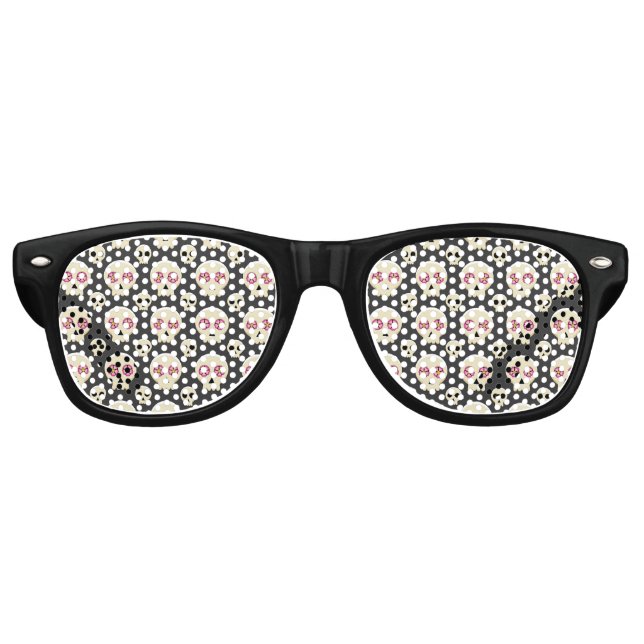 Gafas De Fiesta Retro Cráneo espeluznante de Gótico kawaii con patrón de (Anverso)