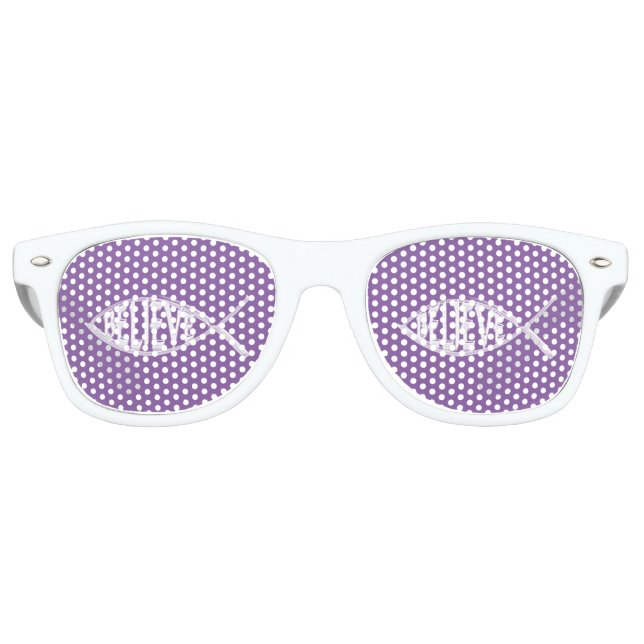 Gafas De Fiesta Retro Cree Pez Lavanda (Anverso)